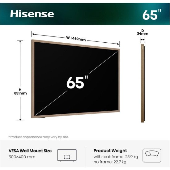 Hisense 65S7DS 165,1 cm (65") 4K Ultra HD Smart TV Wifi Noir