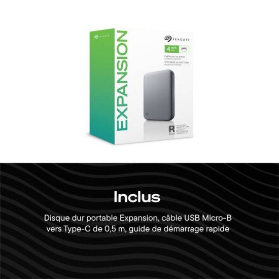 Seagate Expansion disque dur externe 2 To 2.5" USB Type-C Noir