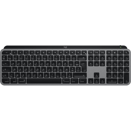 Logitech Master MX Keys S for Mac clavier Bureau RF sans fil + Bluetooth AZERTY Français Aluminium, Noir