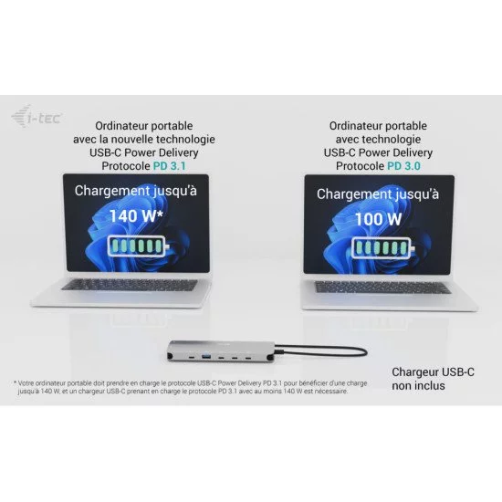 i-tec Metal USB-C Nano 3x Display Dock, 2x HDMI 1x USB-C video + Power Delivery 140W i-tec Metal USB-C Nano 3x Display Dock, 2x HDMI 1x USB-C video + Power Delivery 140W