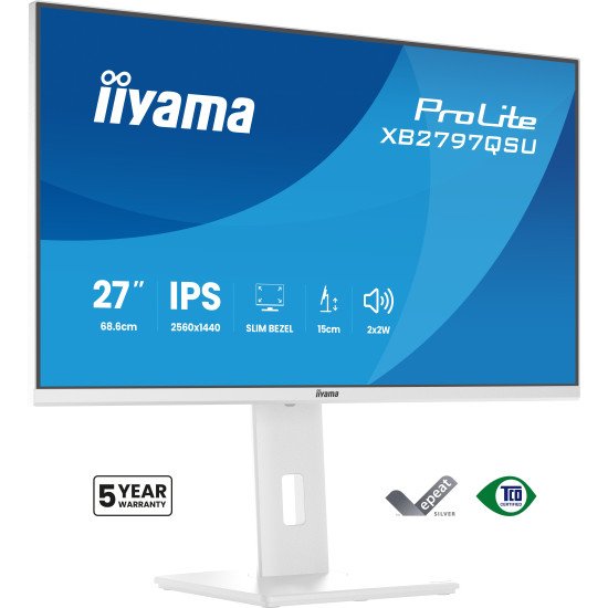 iiyama ProLite XB2797QSU-W1 écran PC 68,6 cm (27") 2560 x 1440 pixels Quad HD LED Blanc