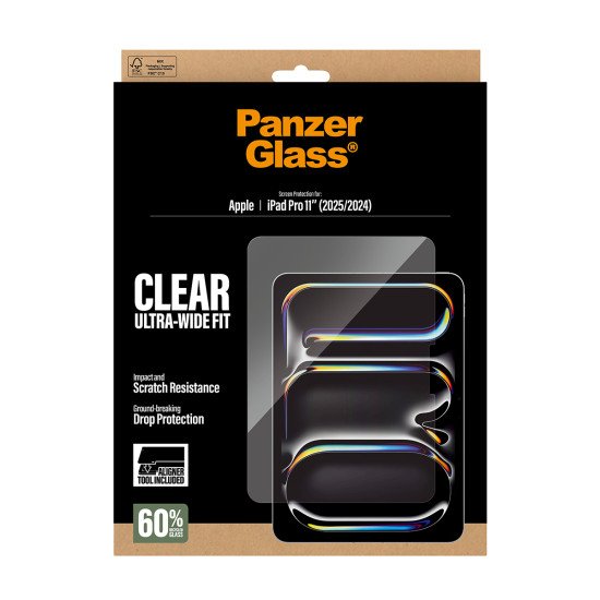 PanzerGlass ® Screen Protector iPad Pro 11" (2024-2025) | Ultra-Wide Fit w. Fastfit tool Protection d'écran transparent Apple 1 pièce(s)