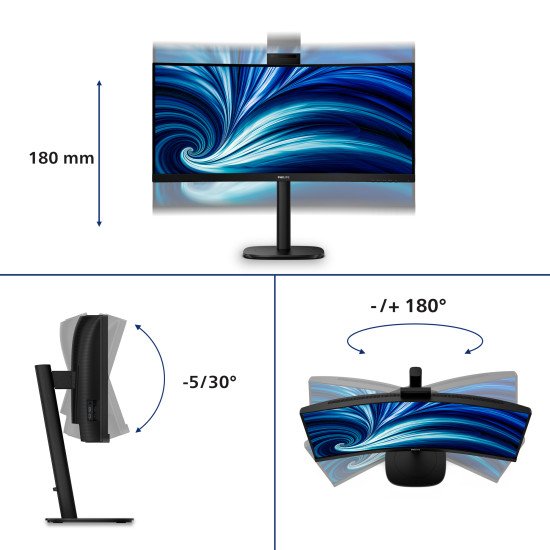 Philips 3000 series 34B2U3600CH/00 écran PC 86,4 cm (34") 3440 x 1440 pixels Wide Quad HD LCD Noir Philips 3000 series 34B2U3600CH/00 écran PC 86,4 cm (34") 3440 x 1440 pixels Wide Quad HD LCD Noir
