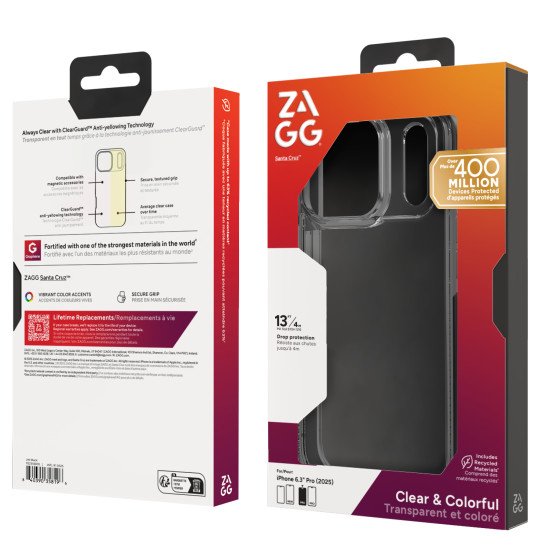 ZAGG Santa Cruz coque de protection pour téléphones portables 16 cm (6.3") Housse Noir, Transparent ZAGG Santa Cruz coque de protection pour téléphones portables 16 cm (6.3") Housse Noir, Transparent