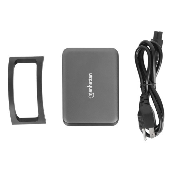 Manhattan Station de charge GaN USB Power Delivery à 4 ports, 240 W / PD 3.1, 4 ports USB-C PD jusqu'à 140 W par port, puissance totale de 240 W, noir