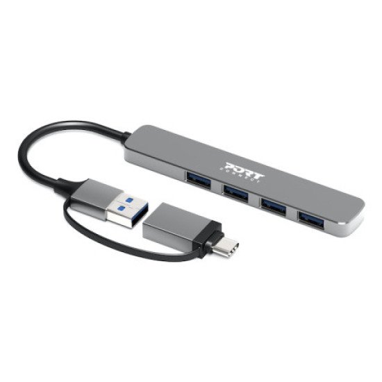 Port Designs 900161 hub & concentrateur USB 2.0 Type-A 5000 Mbit/s Argent Port Designs 900161 hub & concentrateur USB 2.0 Type-A 5000 Mbit/s Argent