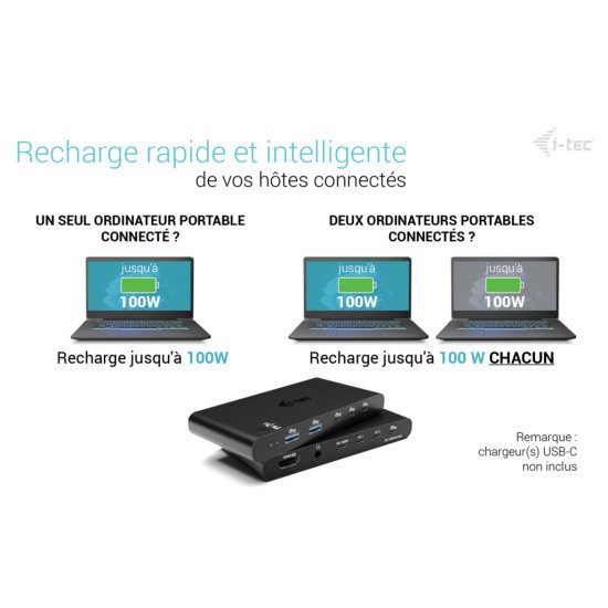 i-tec KVM Docking Station HDMI for 2 hosts, Power Delivery 2x 100W