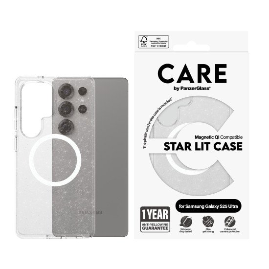 PanzerGlass CARE by ® Flagship Case Urban Combat Star Lit w. White Qi Compatible Samsung Galaxy S25 Ultra coque de protection pour téléphones portables Housse Transparent PanzerGlass CARE by ® Flagship Case Urban Combat Star Lit w. White Qi Compatible Samsung Galaxy S25 Ultra coque de protection pour téléphones portables Housse Transparent