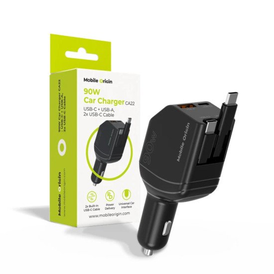 Mobile Origin MO-90CCH-CA22 chargeur d'appareils mobiles Universel Noir Allume-cigare Charge rapide Auto