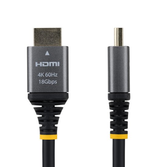 StarTech.com Câble HDMI Haute Vitesse Certifié Premium de 1,5m, 4K 60Hz/1440p 144Hz, Câble HDMI 2.0 avec HDR10/ARC, 18 Gbps, Câble HDMI 4K pour Moniteur/Téléviseur/Écran, Gaine TPE Haute Flexibilité