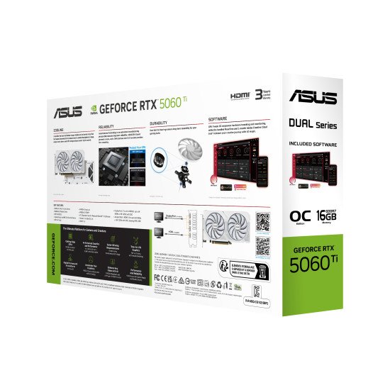 ASUS Dual -RTX5060TI-O16G-WHITE NVIDIA GeForce RTX 5060 Ti 16 Go GDDR7 ASUS Dual -RTX5060TI-O16G-WHITE NVIDIA GeForce RTX 5060 Ti 16 Go GDDR7