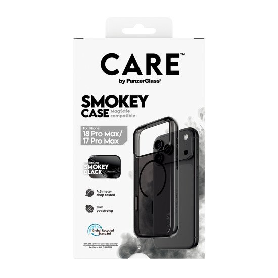 PanzerGlass CARE™ by ® Smokey Case w. Black MagSafe iPhone 2026 Pro Max | 17 Pro Max coque de protection pour téléphones portables Housse Transparent