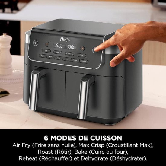 Ninja DualZone Double 7,6 L Autonome Friteuse d'air chaud Noir