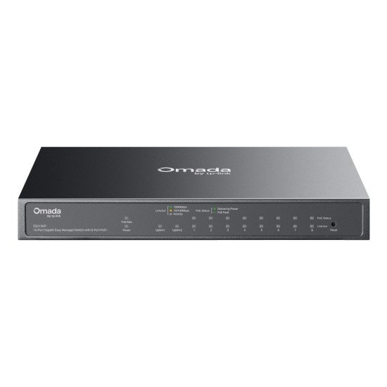 TP-Link Omada ES210GP commutateur réseau Géré L2 Gigabit Ethernet (10/100/1000) Connexion Ethernet POE DIN rail Noir
