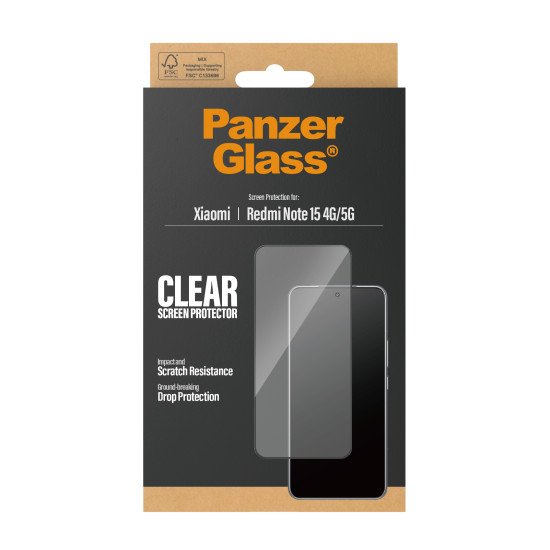PanzerGlass ® Screen Protector Xiaomi Redmi Note 15 4G | 5G | Ultra-Wide Fit Protection d'écran transparent 1 pièce(s)