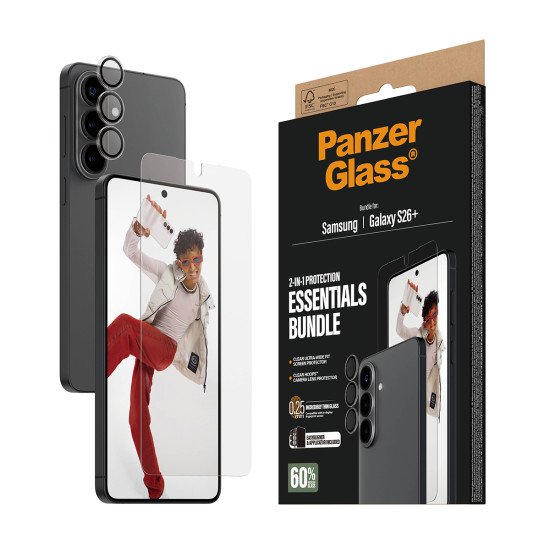 PanzerGlass ® Hoops® 2-in-1 Bundle Samsung Galaxy S26+ | Ultra-Wide Fit Protection d'écran transparent 1 pièce(s)