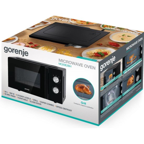 Gorenje MO20E2BH Comptoir Micro-ondes grill 20 L 800 W Noir