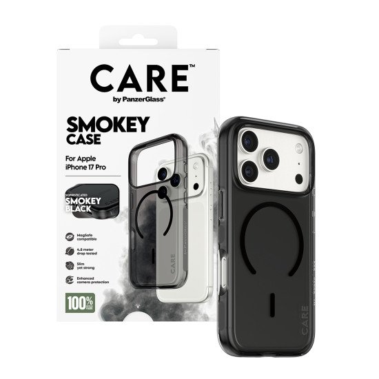 PanzerGlass CARE by ® Flagship Case Urban Explorer Smokey w. Black MagSafe iPhone 17 Pro coque de protection pour téléphones portables Housse Noir PanzerGlass CARE by ® Flagship Case Urban Explorer Smokey w. Black MagSafe iPhone 17 Pro coque de protection pour téléphones portables Housse Noir