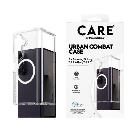 PanzerGlass CARE™ by ® Urban Combat Case Transparent w. White Qi Samsung Galaxy Fold8 Ultra | Fold7 coque de protection pour téléphones portables Housse