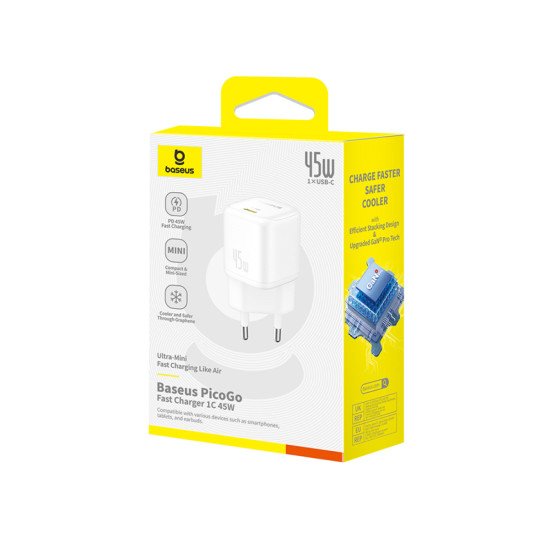 Baseus P10176800213-00 chargeur d'appareils mobiles Universel Blanc Secteur Charge rapide Intérieure