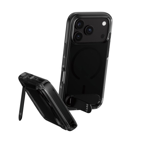 PanzerGlass CARE™ by ® Kickstand Case Smokey w. Black MagSafe iPhone 2026 Pro | 17 Pro coque de protection pour téléphones portables Housse Transparent