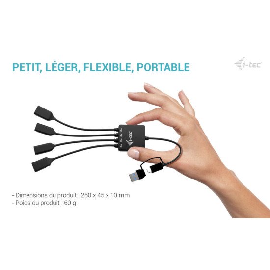 i-tec USB-C/USB-A Cable HUB 4 port (2x USB-C, 2x USB-A) i-tec USB-C/USB-A Cable HUB 4 port (2x USB-C, 2x USB-A)