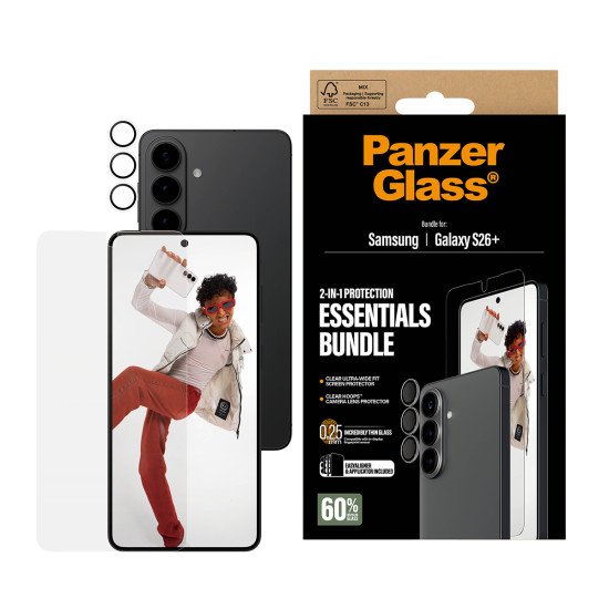 PanzerGlass ® Hoops® 2-in-1 Bundle Samsung Galaxy S26+ | Ultra-Wide Fit Protection d'écran transparent 1 pièce(s)