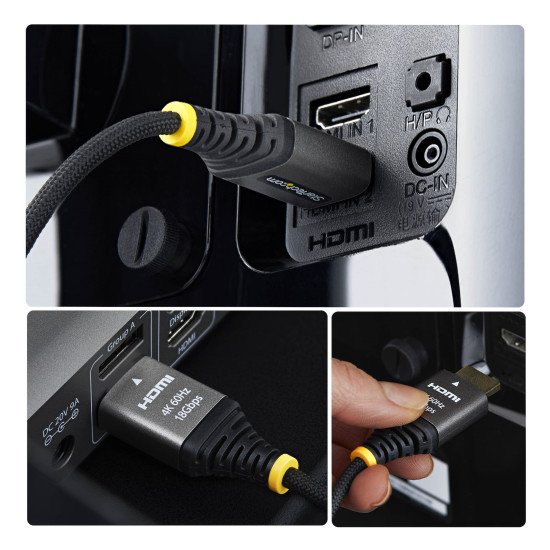 StarTech.com Câble HDMI Haute Vitesse Certifié Premium 3m (10ft), Ultra Flexible, 4K 60Hz/1440p 144Hz avec HDR10/ARC, 18Gbps, Cordon HDMI Tressé Haute Flexibilité