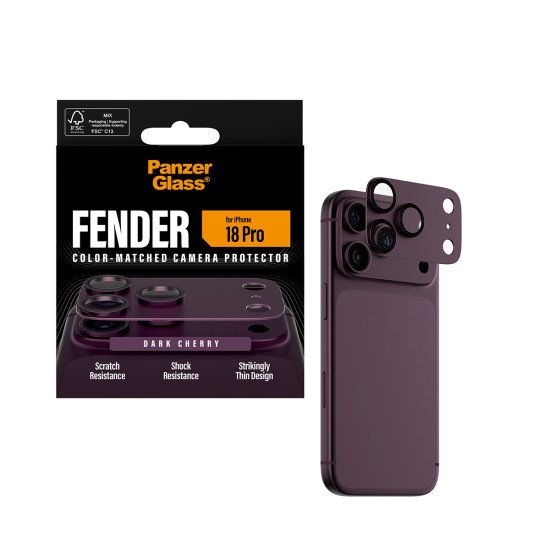 PanzerGlass ® Fender Camera Protector Dark Cherry iPhone 2026 Pro Protection d'écran transparent 1 pièce(s)