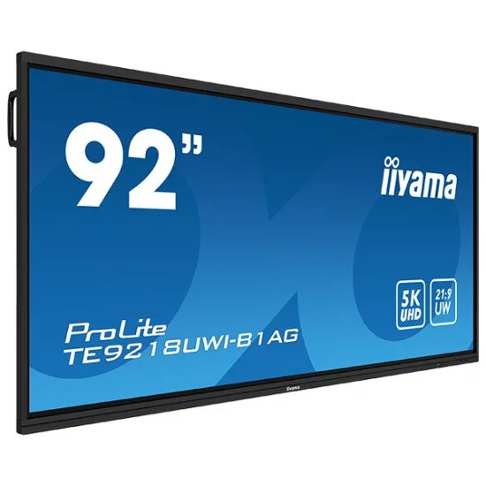 iiyama TE9218UWI-B1AG affichage de messages Écran plat interactif 2,32 m (91.5") LED Wifi 500 cd/m² 5K Ultra HD Noir Écran tactile Intégré dans le processeur Android 16/7 iiyama TE9218UWI-B1AG affichage de messages Écran plat interactif 2,32 m (91.5") LED Wifi 500 cd/m² 5K Ultra HD Noir Écran tactile Intégré dans le processeur Android 16/7
