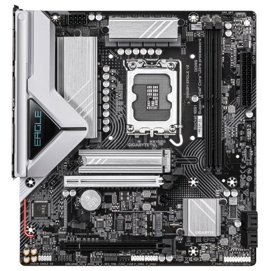 GIGABYTE B860M EAGLE V2 Carte mère - Processeurs Intel Core Ultra Series, VRM 6+1+2 phases, jusqu'à 9066 MHz DDR5, 1x M.2 PCIe 5.0 + 1x M.2 PCIe 4.0, LAN 2.5 GbE, USB 3.2 Gen 1 GIGABYTE B860M EAGLE V2 Carte mère - Processeurs Intel Core Ultra Series, VRM 6+1+2 phases, jusqu'à 9066 MHz DDR5, 1x M.2 PCIe 5.0 + 1x M.2 PCIe 4.0, LAN 2.5 GbE, USB 3.2 Gen 1