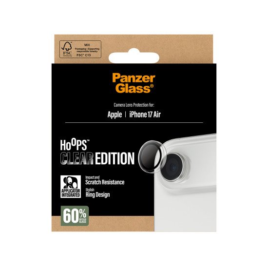 PanzerGlass ® Hoops® Transparent Camera Lens Protector iPhone 17 Air Protection d'écran transparent Apple 1 pièce(s) PanzerGlass ® Hoops® Transparent Camera Lens Protector iPhone 17 Air Protection d'écran transparent Apple 1 pièce(s)
