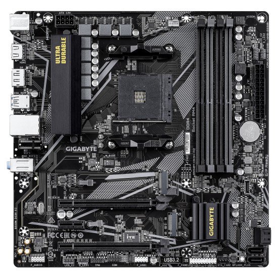 GIGABYTE B550M DS3H R2 Carte mère - Processeurs AMD Ryzen 5000, VRM 5+3 phases, jusqu'à 4733 MHz DDR4 (O.C.), 1x M.2 PCIe 4.0 + 1x M.2 PCIe 3.0, LAN 1 GbE, USB 3.2 Gen 1