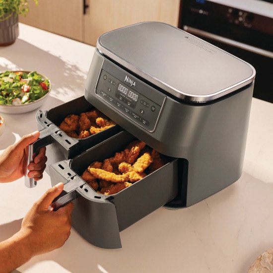 Ninja DZ300EU friteuse Double 7,6 L Autonome 2400 W Friteuse d'air chaud Gris Ninja DZ300EU friteuse Double 7,6 L Autonome 2400 W Friteuse d'air chaud Gris
