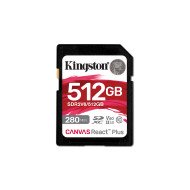 Kingston Technology 512GB Canvas React Plus SDXC UHS-II 280R/150W U3 V60 for Full HD/4K Kingston Technology 512GB Canvas React Plus SDXC UHS-II 280R/150W U3 V60 for Full HD/4K