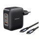 Intenso W100ACC+C520C, Ensemble adaptateur secteur + câble de charge, 100 W, charge rapide, technologie GaN, charge simultanée de 3 appareils, noir