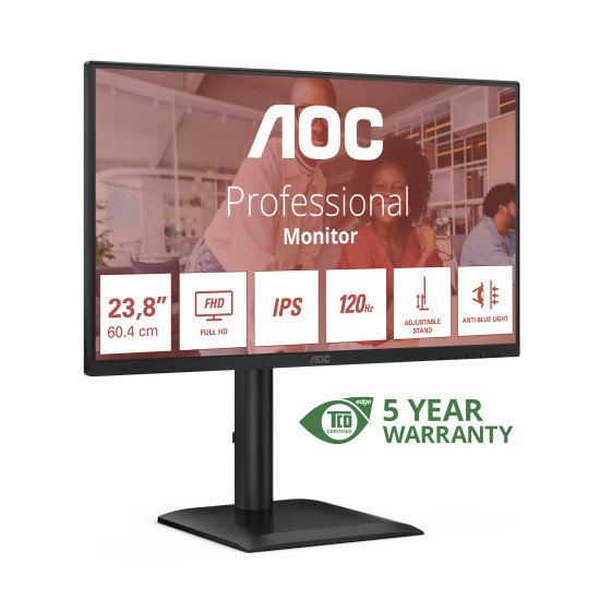 AOC 24E4U écran PC 60,5 cm (23.8") 1920 x 1080 pixels Full HD LED Noir AOC 24E4U écran PC 60,5 cm (23.8") 1920 x 1080 pixels Full HD LED Noir