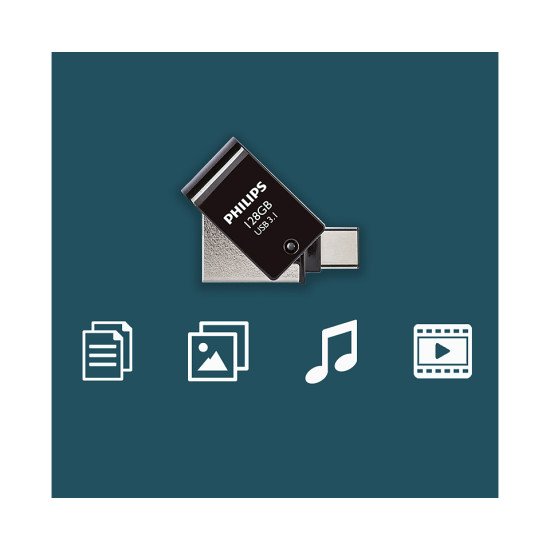 Philips FM12DC152B/00 lecteur USB flash 128 Go USB Type-A 3.2 Gen 1 (3.1 Gen 1) Noir, Argent