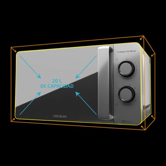 Cecotec ProClean 3160 Mirror Gris Micro-ondes grill Comptoir 20 L 700 W