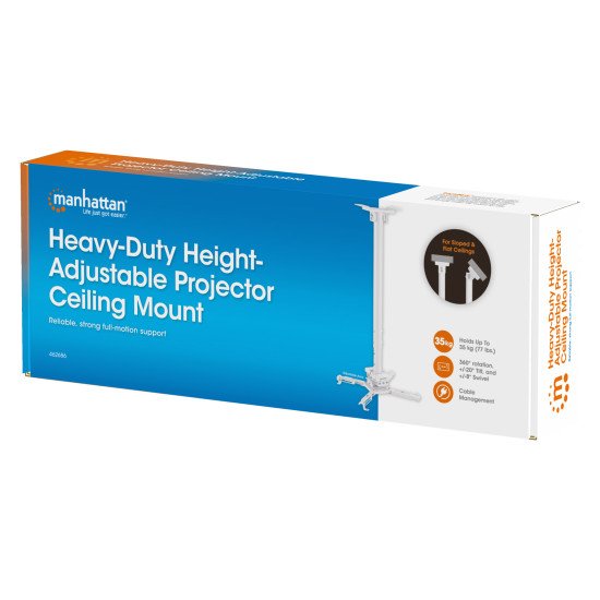 Manhattan Support de projecteur plafond, universel, Bras articulé, hauteur 745–1145 mm, charge max. 35 kg, blanc, rotation 360°, inclinaison ±20°, pivot ±8°