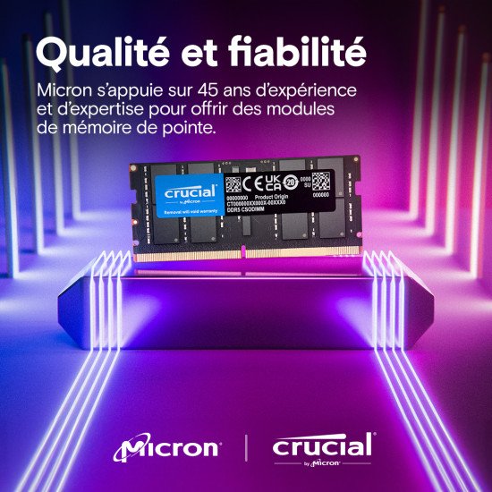 Crucial CT2K24G64C52CS5 module de mémoire 48 Go 2 x 24 Go DDR5 6400 MT/s Crucial CT2K24G64C52CS5 module de mémoire 48 Go 2 x 24 Go DDR5 6400 MT/s