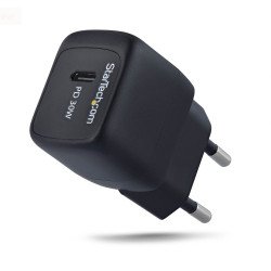 StarTech.com Chargeur Mural USB‑C 30W, Chargeur GaN Portable, Charge Rapide USB Power Delivery, GaN 5V/9V/15/20V PD, Chargeur USB-C, Noir