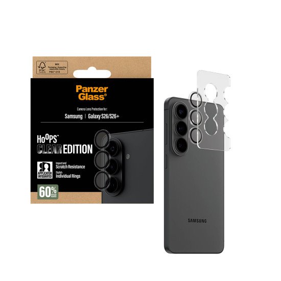 PanzerGlass ® Hoops® Camera Lens Protector Transparent Samsung Galaxy S26 | S26+ Protection d'écran transparent 1 pièce(s)
