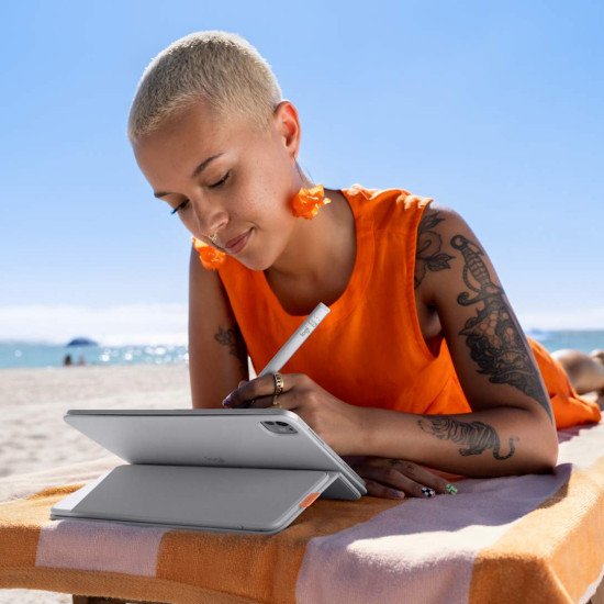 Logitech Flip Folio AZERTY Français Bluetooth Gris clair