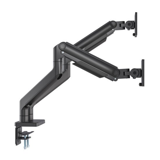 Manhattan Support de bureau double pour TV/moniteurs (bras à ressort à Bras articulé), écrans 13" à 45", fixation à l'arrière par pince ou passe-câble, Compatibilité VESA : 75x75 et 100x100 mm (vérifiez les dimensions des quatre trous de fixatio