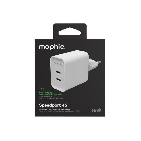 mophie Speedport 45 Universel Blanc Secteur Charge rapide Intérieure