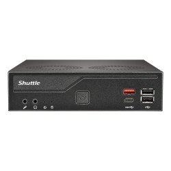 Shuttle Slim PC DH810 , S1851, 1x HDMI (2.1), 1x DP, 1x USB-C (DP), 1x 2.5", 2x M.2, 2x LAN (Intel 1G + 2.5G), 2x COM, fonctionnement permanent 24/7, attaches VESA