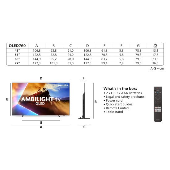 Philips 55OLED76012 139,7 cm (55") 4K Ultra HD Smart TV Wifi Noir Philips 55OLED76012 139,7 cm (55") 4K Ultra HD Smart TV Wifi Noir
