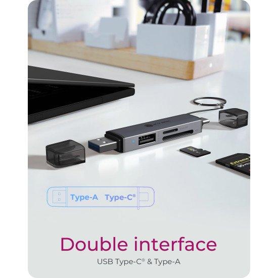 ICY BOX Lecteur de cartes 3 en 1 via l'interface USB Type-A & USB Type-C