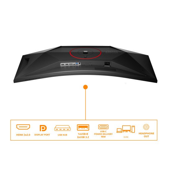 AOC G4 CU34G4CAP écran PC 86,4 cm (34") 3440 x 1440 pixels UltraWide Quad HD LCD Noir, Rouge